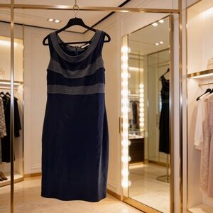 Coldwater Creek Black Sheath Dress | Mesh Panel Elegant Cocktail Dress